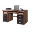 Bureau informatique noir et noyer avec caisson de rangement