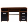 Bureau informatique noir et noyer avec caisson de rangement
