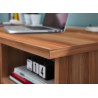 Bureau informatique noir et noyer avec caisson de rangement