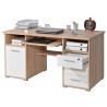 Bureau informatique chêne sonoma et blanc avec caisson de rangement