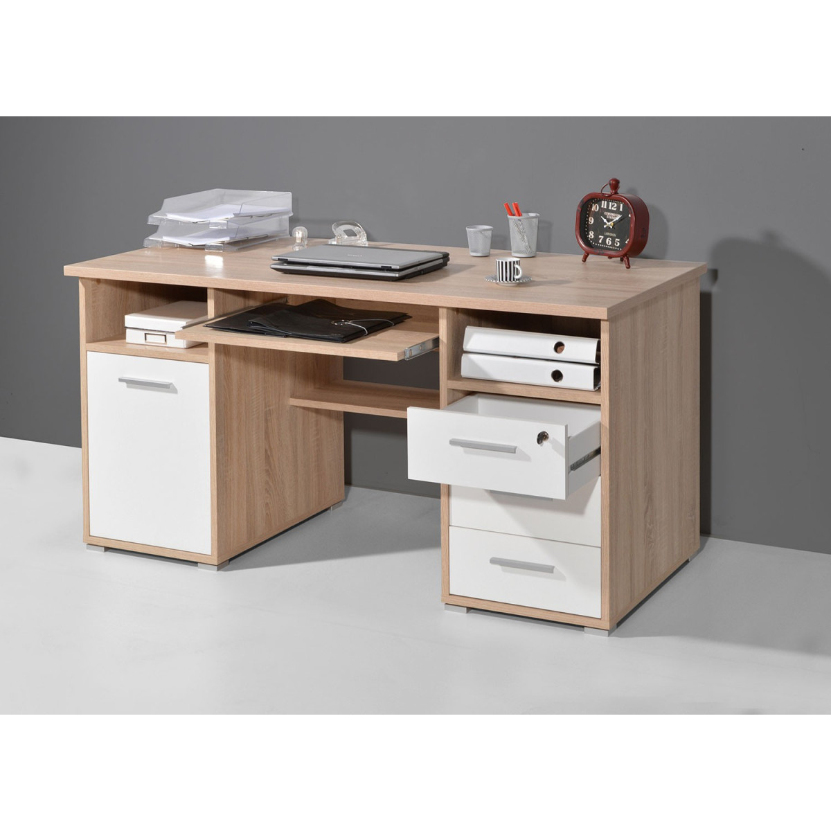 Bureau blanc élégant avec tiroir et rangement Nora 120x65 - 320,00 - Bureaux