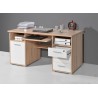 Bureau informatique chêne sonoma et blanc avec caisson de rangement