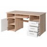 Bureau informatique chêne sonoma et blanc avec caisson de rangement