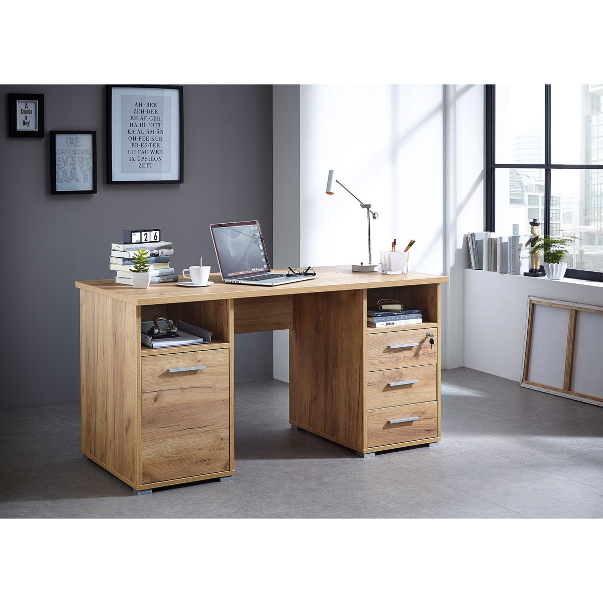 Bureau moderne original en bois de sesham - Cbc-Meubles