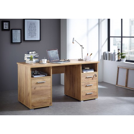 Bureau compact avec rangement intégré noyer pour bureau