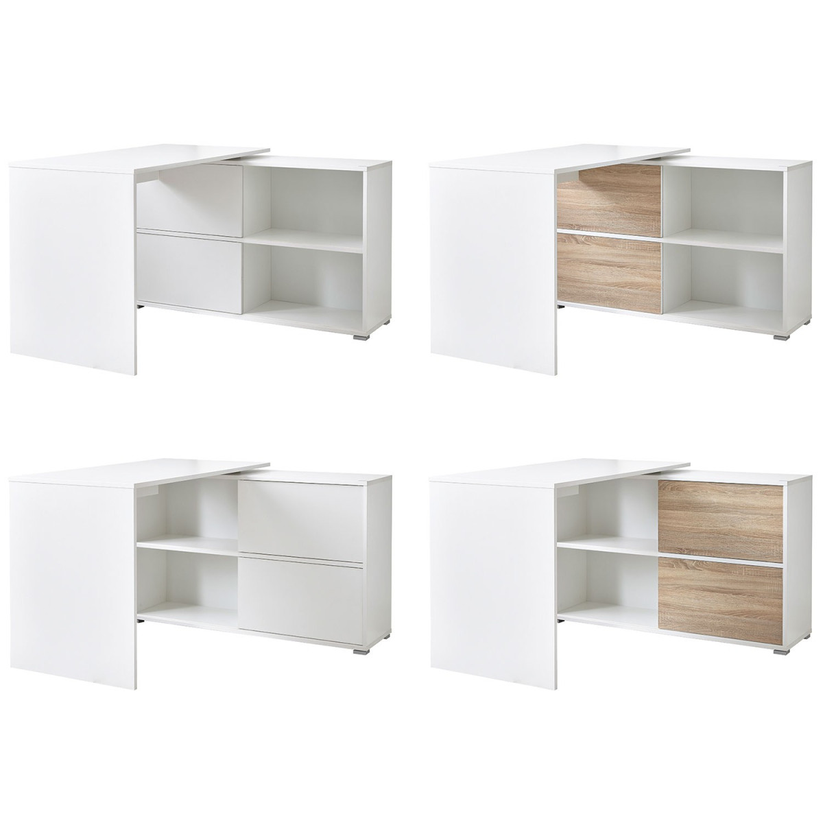 Bureau Informatique CANDA en Bois, Blanc 