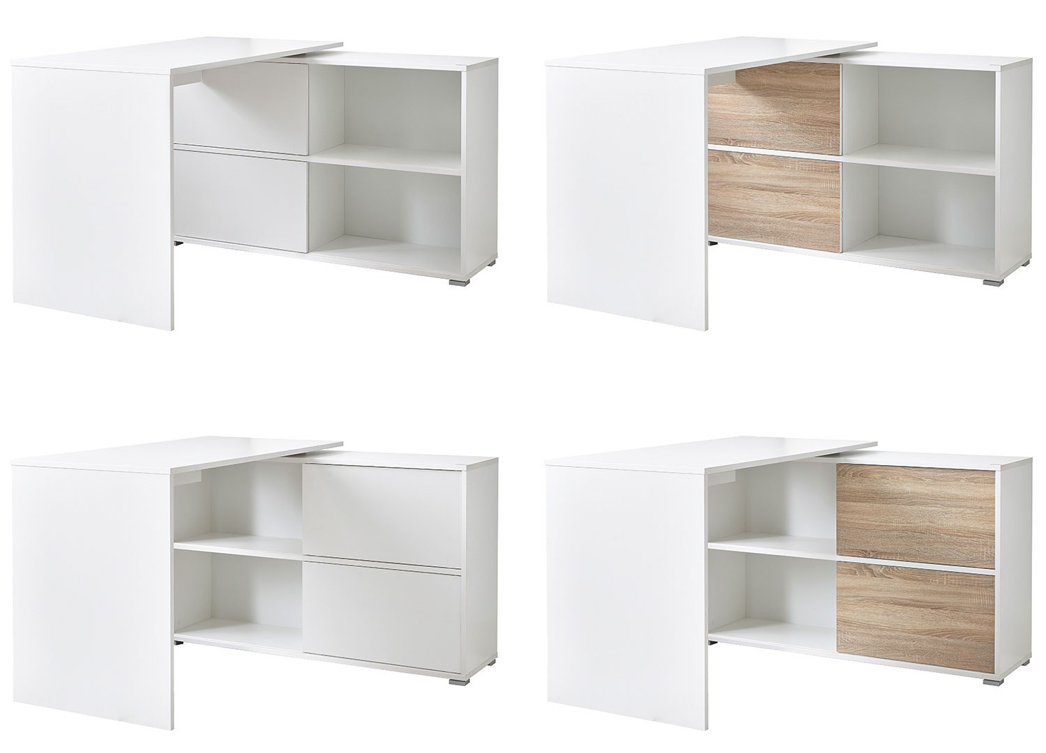 Bureau d'angle blanc avec rangements - HARRY