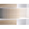 Grande étagère de rangement à portes coulissantes blanche et bois