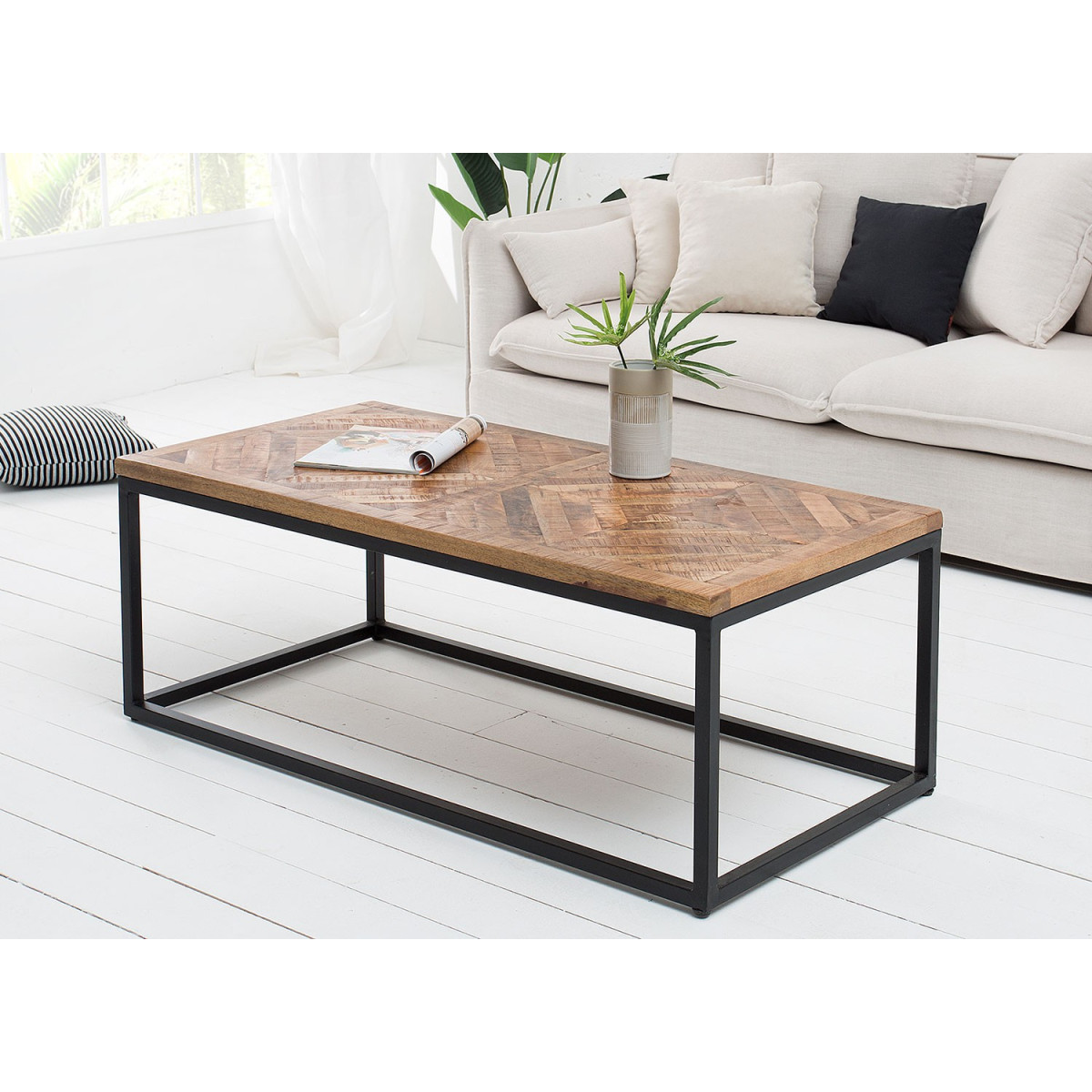 Table basse rectangulaire plateau bois massif 100 cm