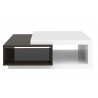 Table basse carrée blanc et gris laqué avec rangement