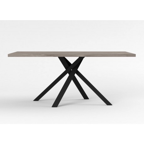 Table à manger rectangulaire bois et métal