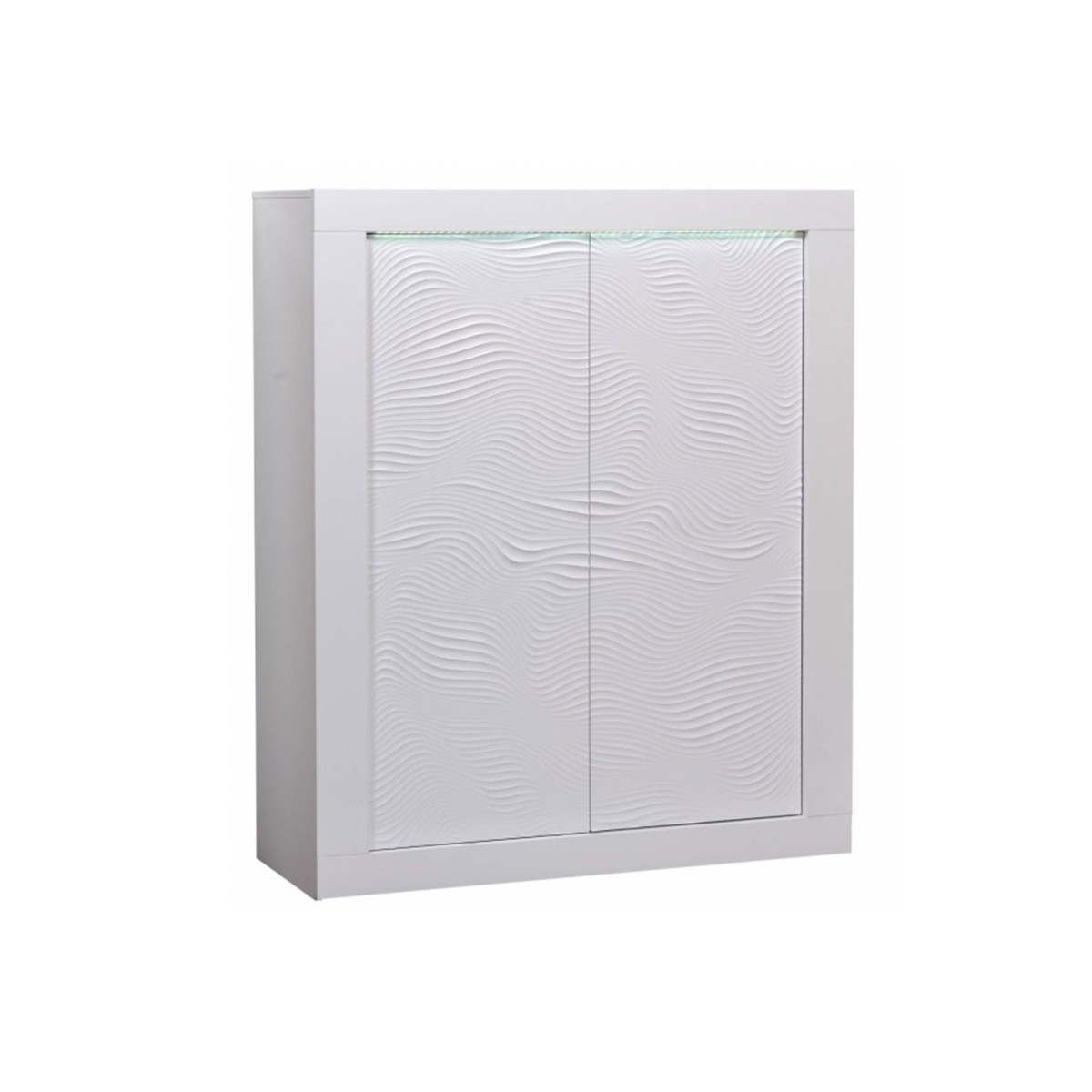 Buffet haut 2 portes blanc laqué à led