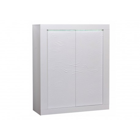 Buffet haut 2 portes blanc laqué à led