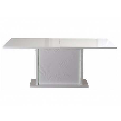 Table à manger blanc laquée extensible à led