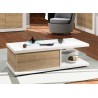 Table basse rectangulaire rangement bois et blanc laqué