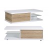 Table basse rectangulaire rangement bois et blanc laqué