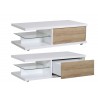 Table basse rectangulaire rangement bois et blanc laqué