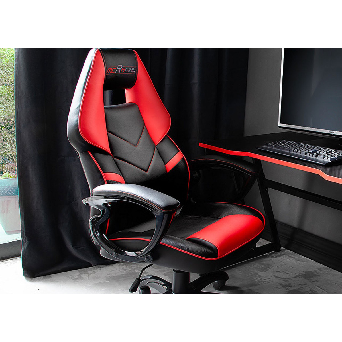 Fauteuil de bureau gamer noir et rouge