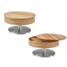 Table basse ronde modulable bois et inox brossé