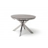 Table à manger ronde céramique anthracite et pied acier brossé