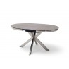 Table à manger ronde céramique anthracite et pied acier brossé