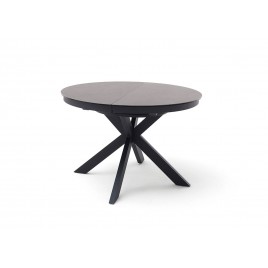 Table à manger ovale 220 cm bois foncé et métal noir - Cbc-Meubles