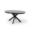 Table à manger ronde céramique anthracite et pied acier noir