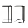 Table d'appoint design blanc laqué mat et métal noir