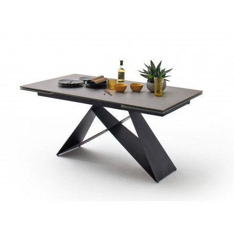 Table à manger extensible 160-240 cm anthracite et métal noir