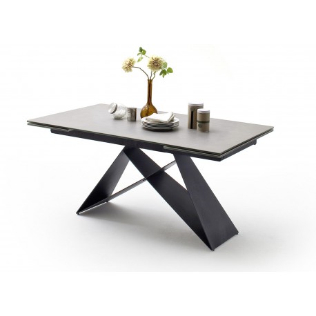 Table à manger extensible 160-240 cm gris clair et métal noir