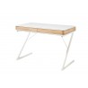 Bureau laqué blanc mat et décor chêne 2 tiroirs