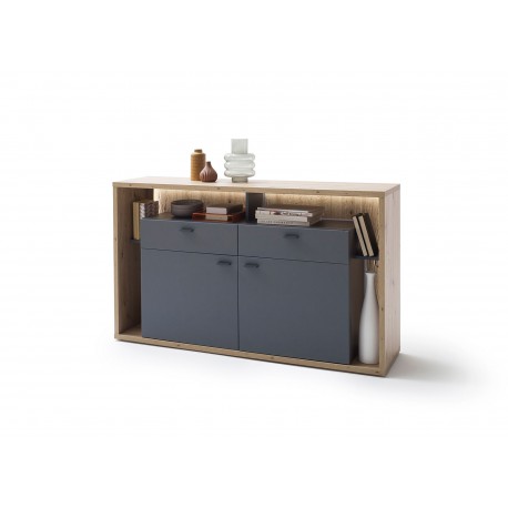 Meuble buffet design 1m56 gris et bois