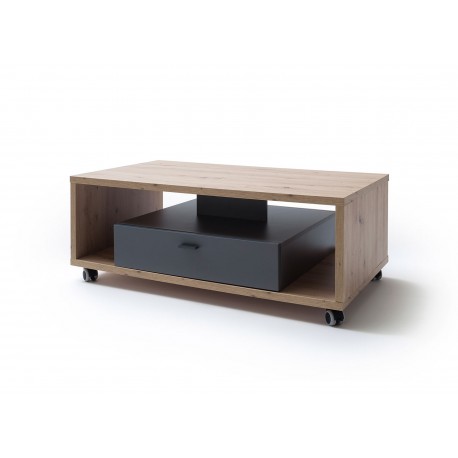 Table basse rectangulaire sur roulettes avec rangement