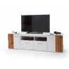 Meuble TV design blanc et bois 2 portes et 2 tiroirs 2m03