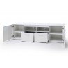 Meuble TV design blanc et bois 2 portes et 2 tiroirs 2m03