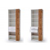 Meuble étagère bibliothèque blanche et bois avec rangements