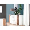 Buffet design blanc et bois 2 portes et 3 tiroirs