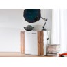 Commode design blanche et bois 2 portes