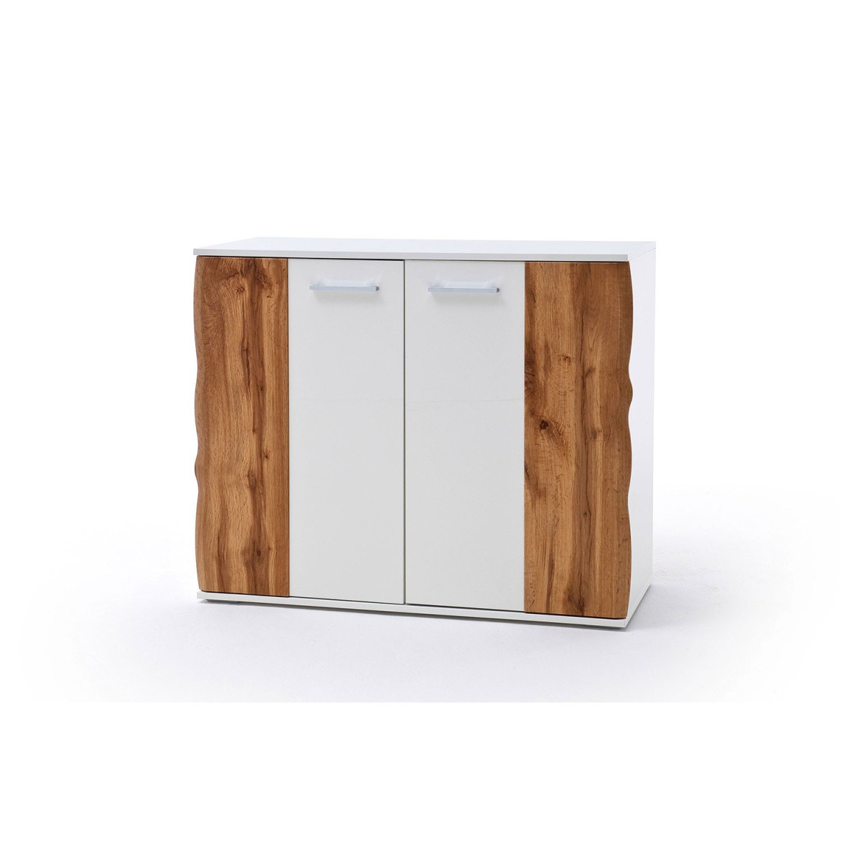 Commode design blanche et bois 2 portes