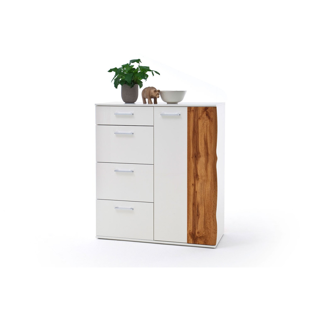 Meuble de rangement haut blanc et bois 1 porte