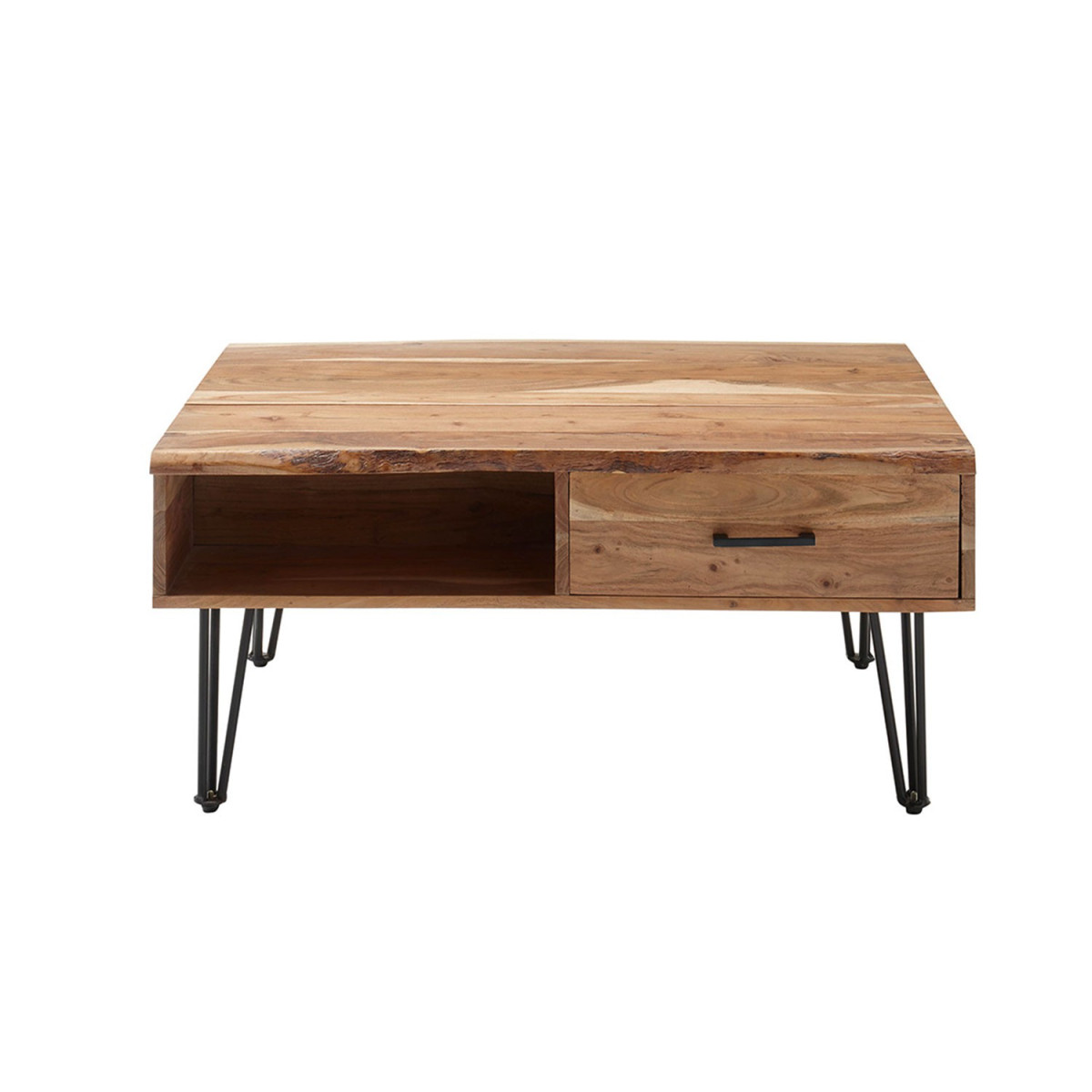 Table basse avec plateau relevable et pied épingle métal noir