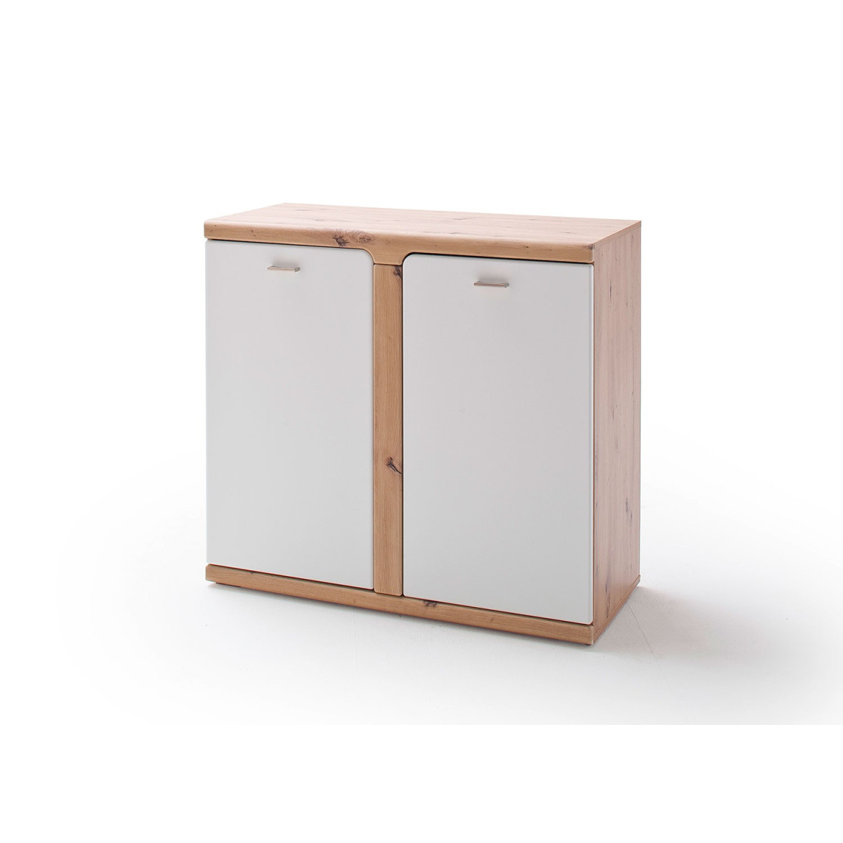Commode blanche et décor chêne 2 portes