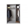 Armoire moderne 135 ou 180 cm 2 portes coulissantes gris béton et verre blanc