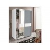 Armoire moderne 135 ou 180 cm 2 portes coulissantes gris béton et verre blanc