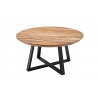 Table basse ronde en bois massif d'acacia et piétement métal noir