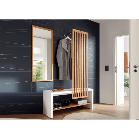 Ensemble d'entrée vestiaire blanc et chêne