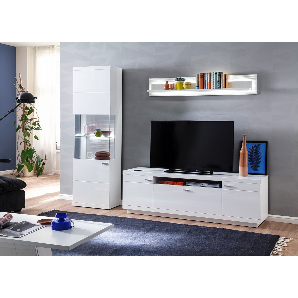 Ensemble TV design blanc laqué