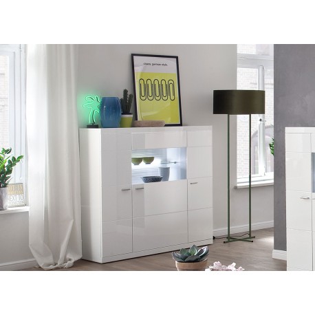 Buffet haut vitré blanc 3 portes