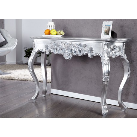 Console baroque 110 cm couleur argent