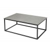 Table basse plateau céramique gris aspect béton et métal